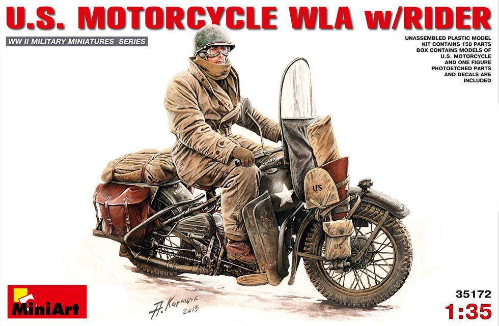 Miniart 1:35 U.S. Motorcycle WLA With Rider