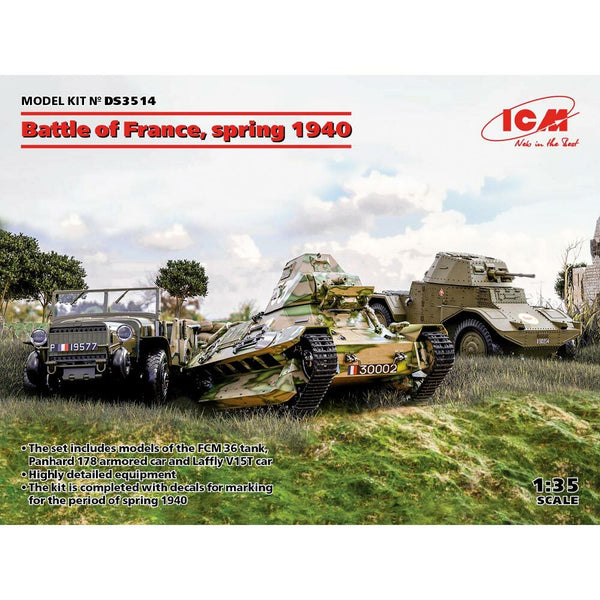 ICM Diorama 1/35 Battle Of France Spring 1940 FCM 36, Panhard 178, V15T