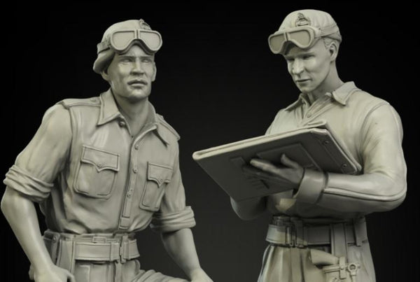 1/35 Scale resin model kit WW2 British RAC officers North Africa set