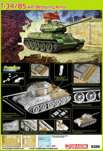 Dragon 1/35 WW2 Russian T34/85 With BEDSPRING ARMOUR