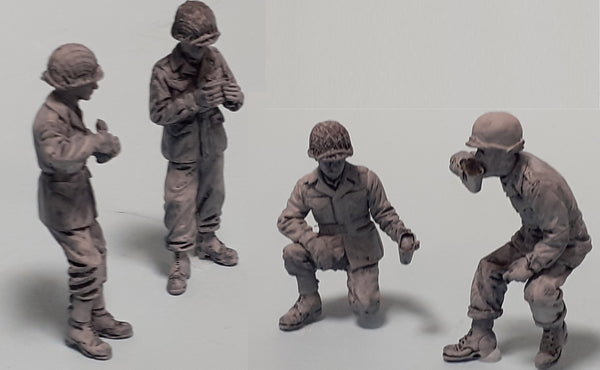 1/35 scale WW2 US GI's eating (4 Fig set)