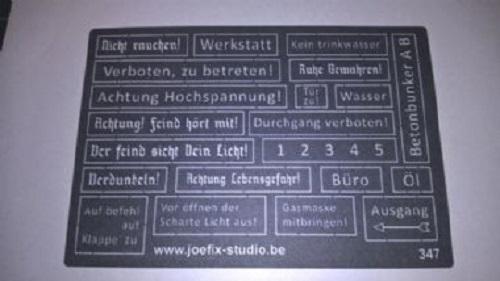 1/35 scale airbrush Stencil: German warning text