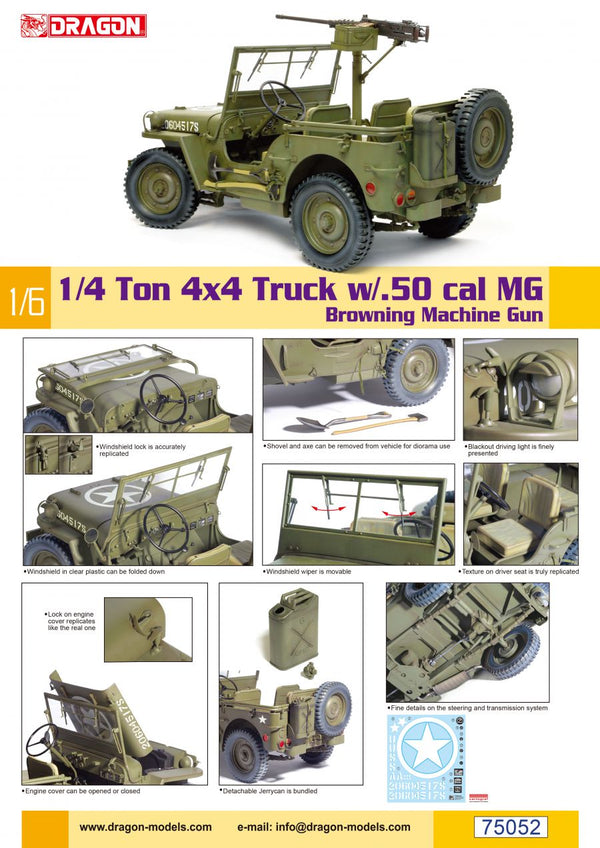 Dragon 1/6 scale WW2 US Jeep 1/4 TON 4X4 With M2 .50 CAL