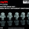 1:24 Scale Character Heads - bearded - Set #4 (5pcs) / 1:24 - 75mm