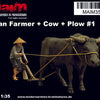 1/35 scale 3D printed model kit - Asian Man ploughing behind cow