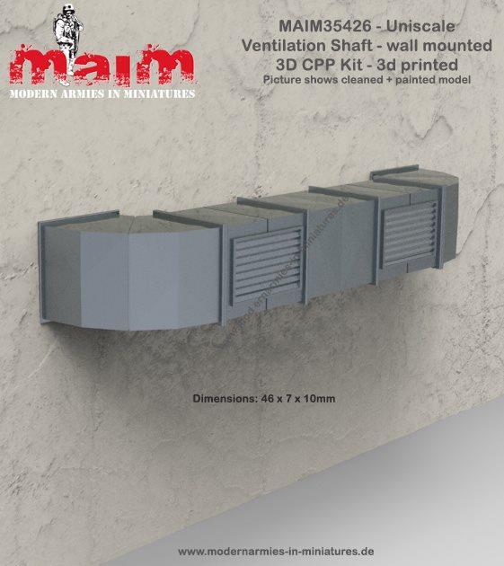 1/35 scale 3D printed model kit Ventilation Shaft / Ventilationsschacht - Wall Mounted / 1:35