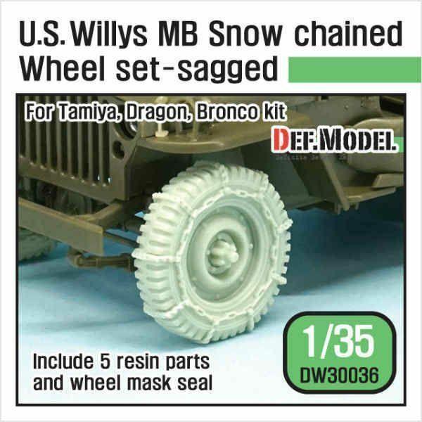 US Willys MB wheel /w Snow chain set for Tamiya/Dragon/Bronco 1/35)