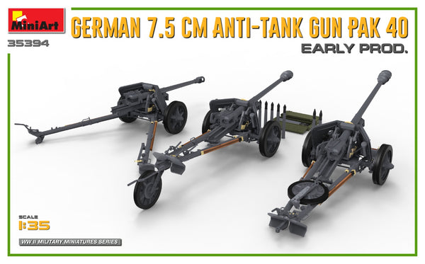 Miniart 1/35 WW2 GERMAN 7.5CM ANTI-TANK GUN PAK 40 EARLY PRODUCTION