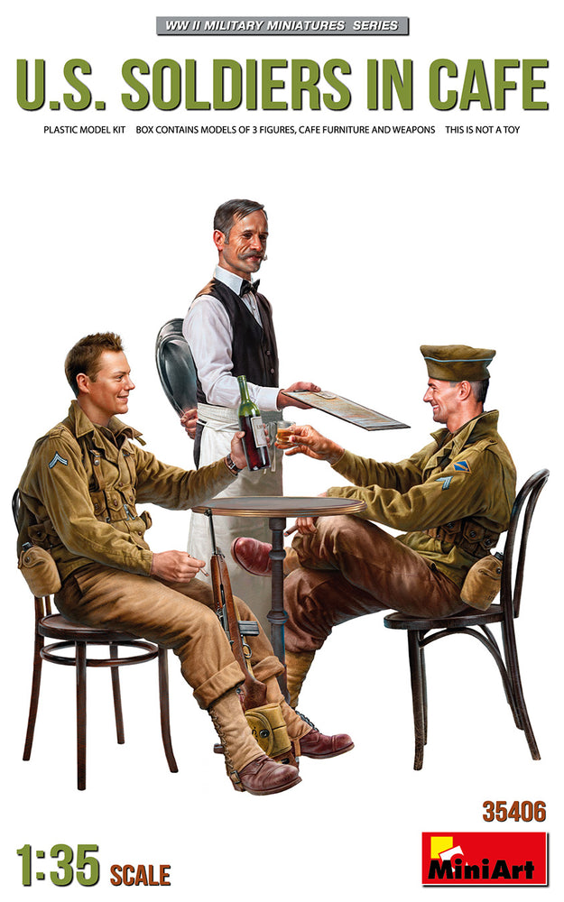 Miniart 1/35 WW2 US Soldiers in Cafe diorama model kit