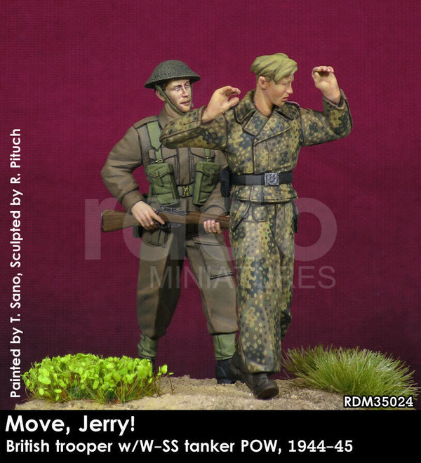 RADO WW2 Move, Jerry! British trooper w/W-SS tanker POW, 1944-45 1/35 Scale