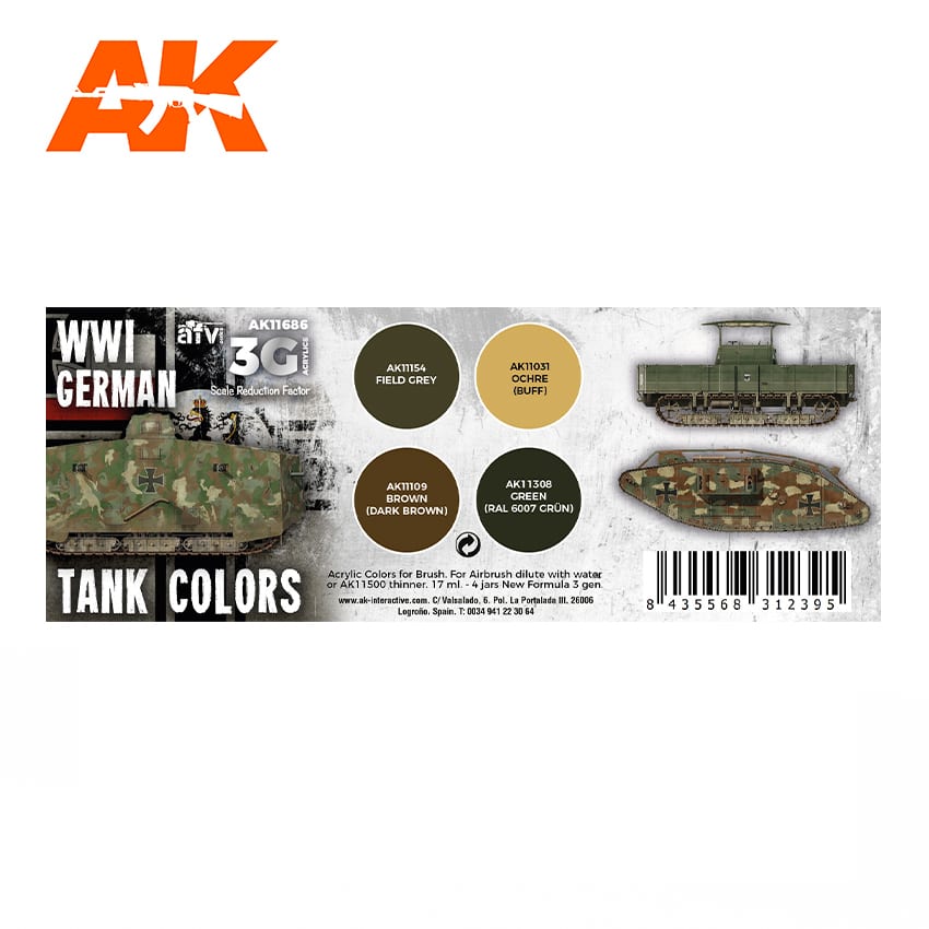 AK Interactive GEN 3 - WWI GERMAN TANK COLORS