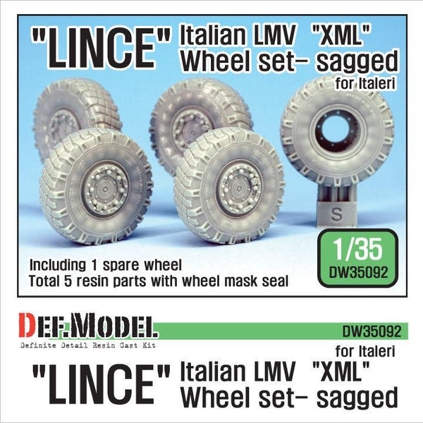 1/35 Scale resin model kit talian LMV Lince Mich.'XML' Sagged Wheel set (for Italeri)