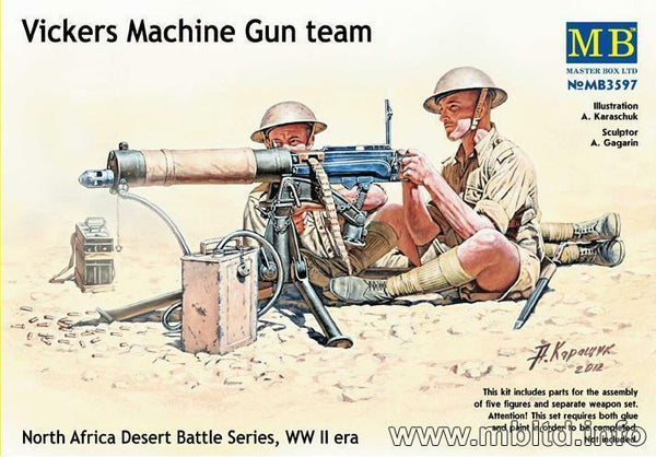 Masterbox 1:35  WW2 British Desert rats Vickers Machine Gun Team