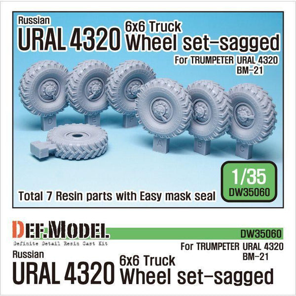 Russian URAL-4320 Truck BM21 Sagged Wheel set (for Trumpeter 1/35)