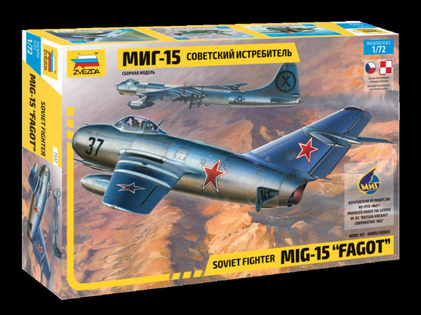 Zvezda 1/72 scale MIG 15 FAGOT aircraft plane model kit