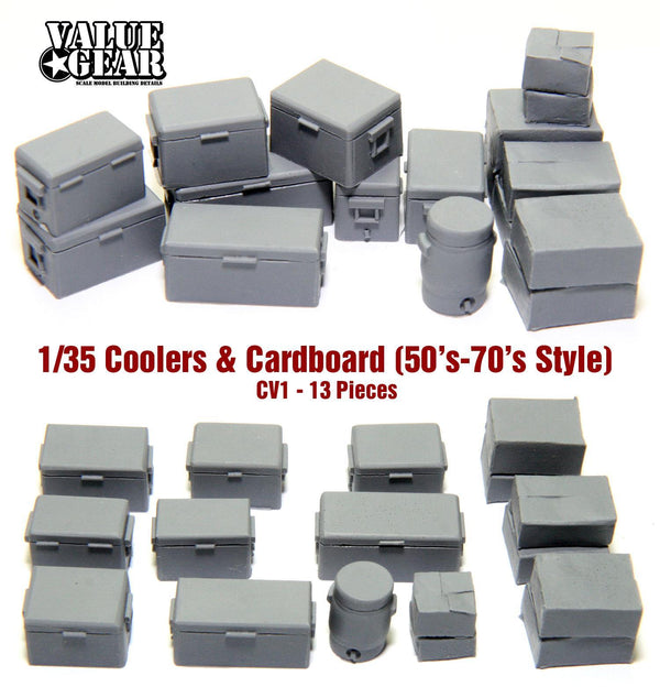1/35 Scale resin kit  50's-80's Coolers & Cardboard Boxes