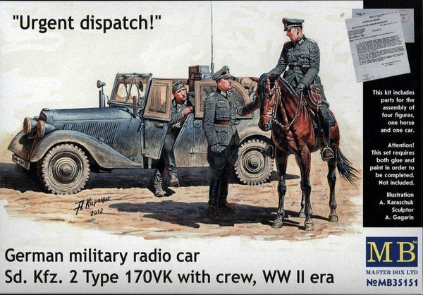 Masterbox 1:35 WW2 German military radio car Sd. Kfz. Type 170VK with figures