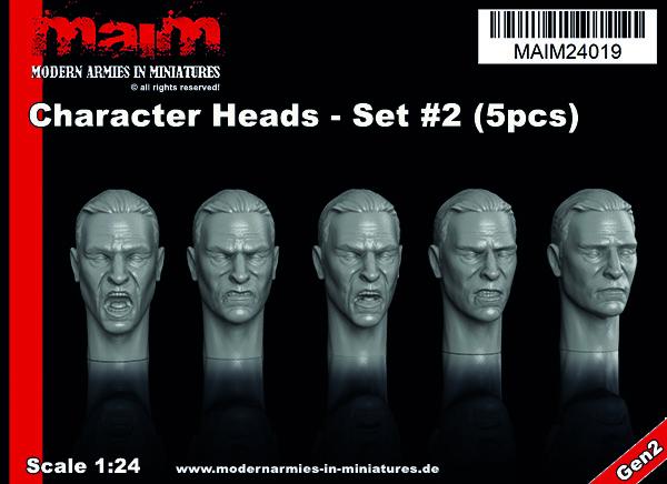 1:24 Scale Character Heads - Set #2 /5pcs) 1 / 1:24 - 75mm