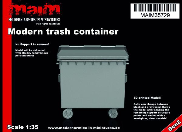 1/35 scale 3D printed model kit - Big Plastic Trash container / 1:35