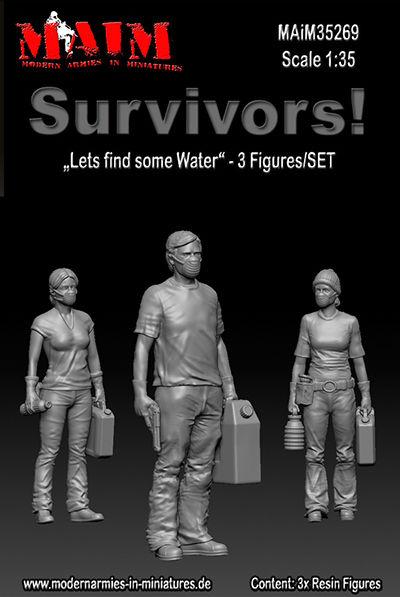 1/35 Scale Resin kit Survivors Find some Water SET (3 Figures) Zombie Wars -