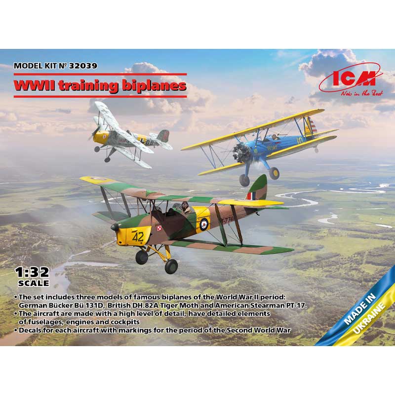 ICM 1/32 WWII training biplanes (Bücker Bü 131D. de Haviland)