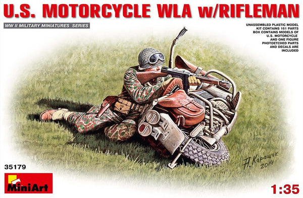 Miniart 1:35 U.S. Motorcycle WLA With Rifleman