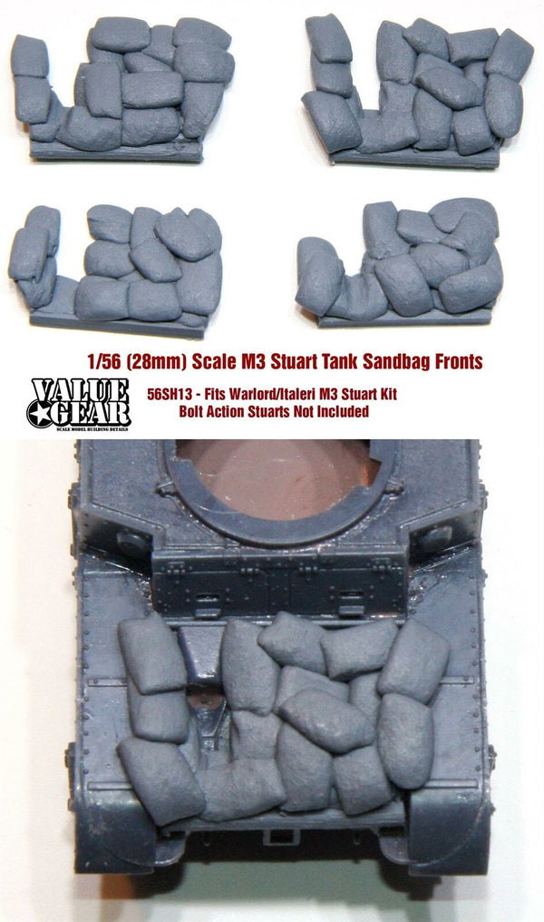 28mm (1/56 scale)  56SH13 Sandbag Fronts for M3 Stuart (4pack) (Warlord/Italeri Kit)