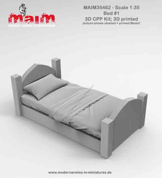 Bed #1 / 1/35 Scale 3D Printed model