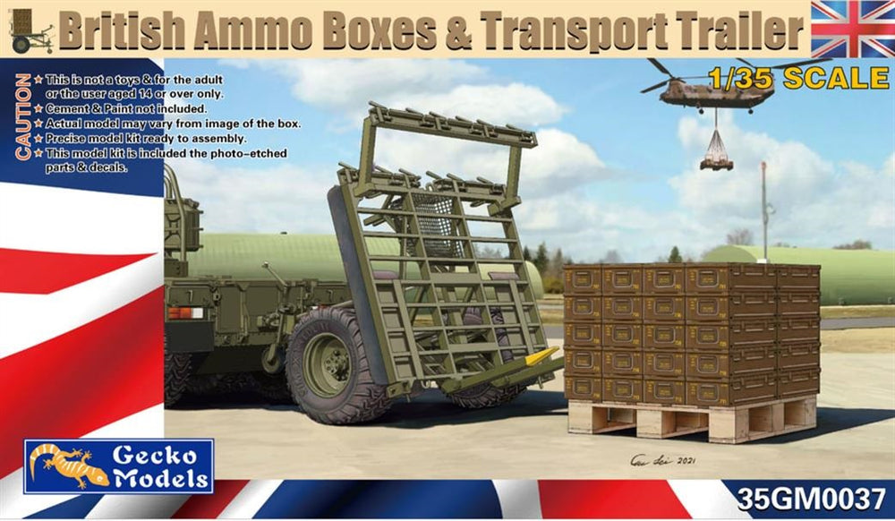 GECKO model kit 1/35 scale Modern British Ammo Boxes & Trailer.