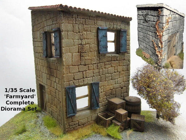 1/35 Scale 'Farmyard' Complete Diorama Set - 2 building and lots of wooden crates