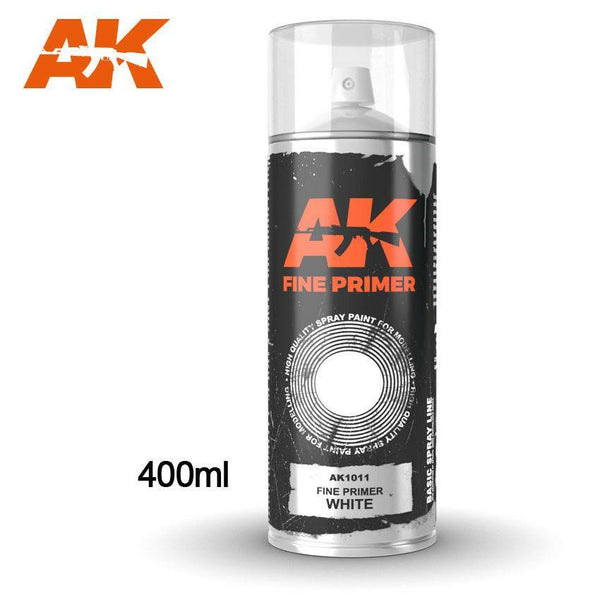 AK interactive spray can Fine Primer White 400ml (((SOLD to U.K. ONLY)))