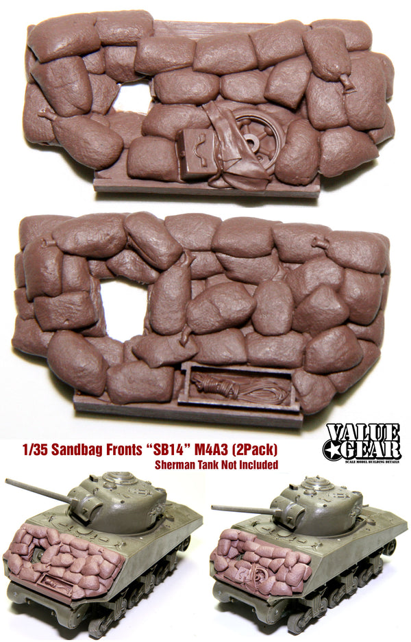 1/35 scale resin model SB014 Sherman M4A3 Sandbag Fronts (2 pack) Set "SB14" (LIKE SB1 & SB2)