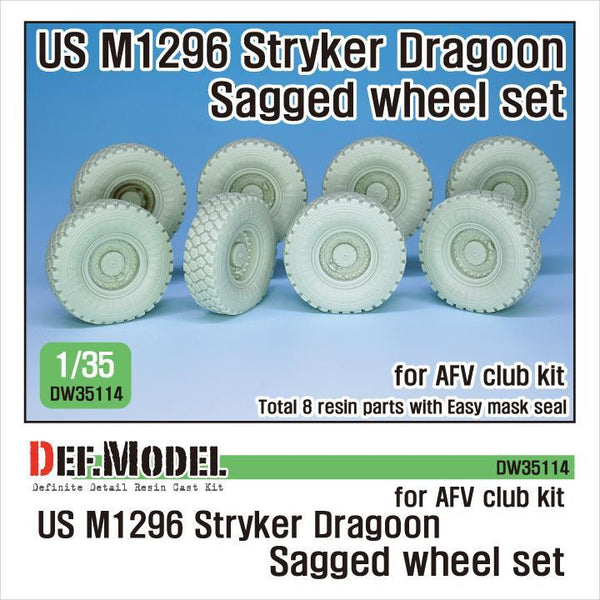 DEF models 1/35 scale US M1296 Stryker Dragoon Sagged wheel set (for AFV Club 1/35)